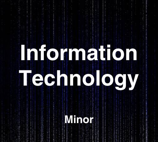 Information Technology text on a dark, data-inspired background.